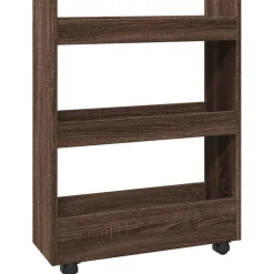 vidaXL Opbergtrolley smal 3-laags bewerkt hout bruin eikenkleurig