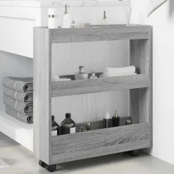 vidaXL Opbergtrolley smal 3-laags bewerkt hout grijs sonoma eiken