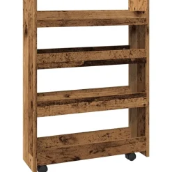 vidaXL Opbergtrolley smal 4-laags bewerkt hout oud houtkleurig