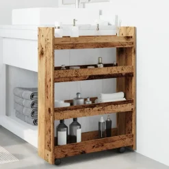 vidaXL Opbergtrolley smal 4-laags bewerkt hout oud houtkleurig