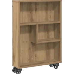 vidaXL Opbergtrolley smal 48x13x68 cm bewerkt hout artisanaal eiken