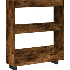 vidaXL Opbergtrolley smal 3-laags bewerkt hout gerookt eikenkleurig
