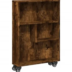 vidaXL Opbergtrolley smal 48x13x68 cm bewerkt hout gerookt eikenkleur