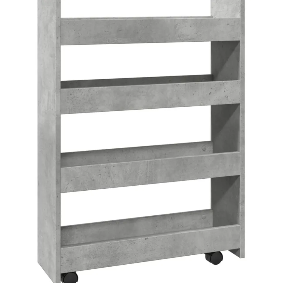 vidaXL Opbergtrolley smal 4-laags bewerkt hout betongrijs