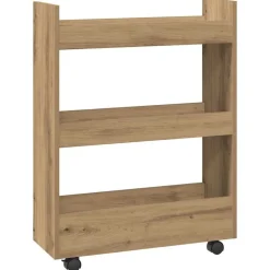 vidaXL Opbergtrolley smal 3-laags bewerkt hout artisanaal eikenkleurig