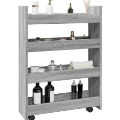 vidaXL Opbergtrolley smal 4-laags bewerkt hout grijs sonoma eiken