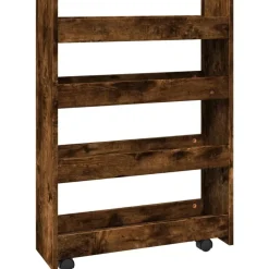 vidaXL Opbergtrolley smal 4-laags bewerkt hout gerookt eikenkleurig