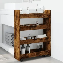 vidaXL Opbergtrolley smal 4-laags bewerkt hout gerookt eikenkleurig