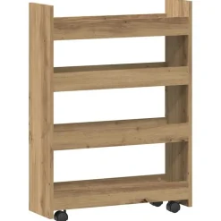 vidaXL Opbergtrolley smal 4-laags bewerkt hout artisanaal eikenkleurig