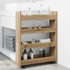 vidaXL Opbergtrolley smal 4-laags bewerkt hout artisanaal eikenkleurig