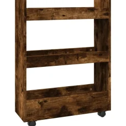 vidaXL Opbergtrolley smal 3-laags bewerkt hout gerookt eikenkleurig