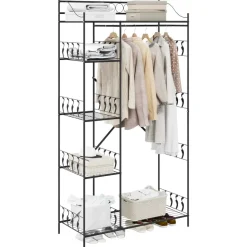 vidaXL Open Kledingkast met plank Zwart 101 x 43 x 188 cm Staal