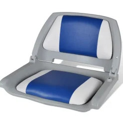 vidaXL Opklapbare bootstoel met blauw-wit kussen 48x51x41 cm