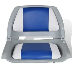 vidaXL Opklapbare bootstoel met blauw-wit kussen 48x51x41 cm