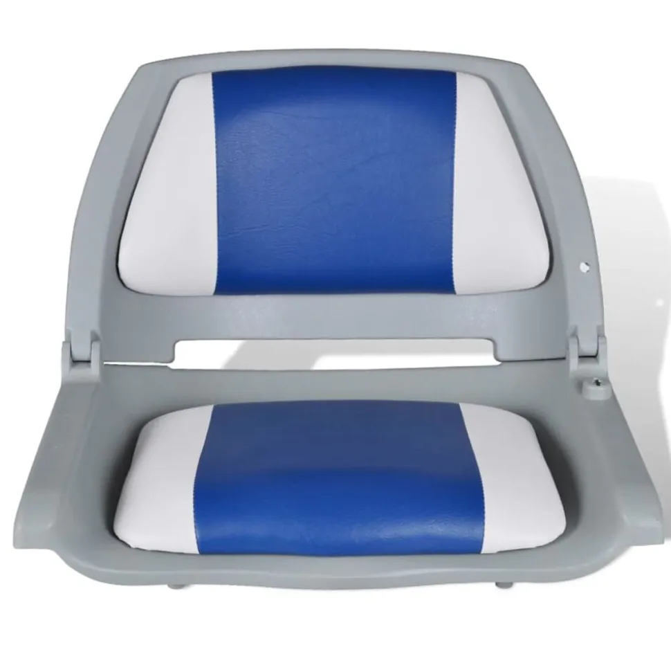 vidaXL Opklapbare bootstoel met blauw-wit kussen 48x51x41 cm