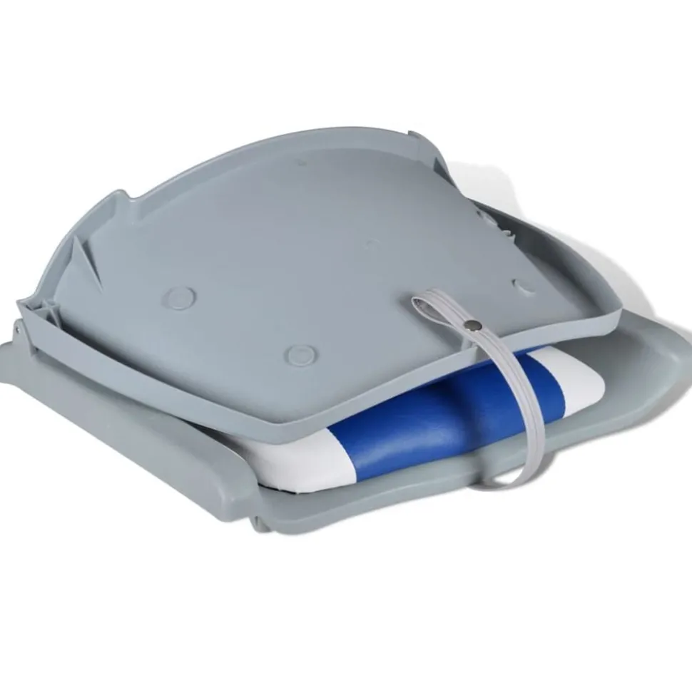 vidaXL Opklapbare bootstoel met blauw-wit kussen 48x51x41 cm