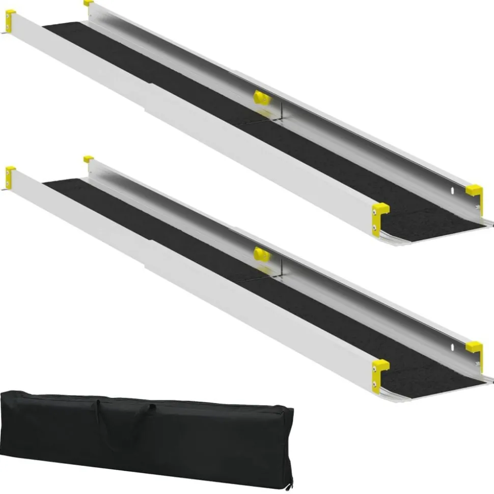 vidaXL Oprit voor rolstoelen 270 kg 2 pcs Zwart 152 x 19 x 5,5 cm