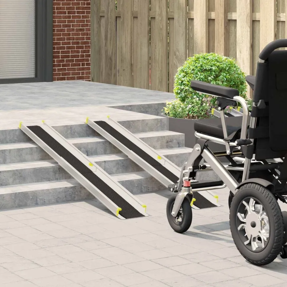 vidaXL Oprit voor rolstoelen 270 kg 2 pcs Zwart 152 x 19 x 5,5 cm