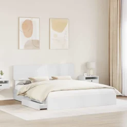 vidaXL Opslag bed met hoofdeinde Wit 180 x 200 cm Bewerkt hout
