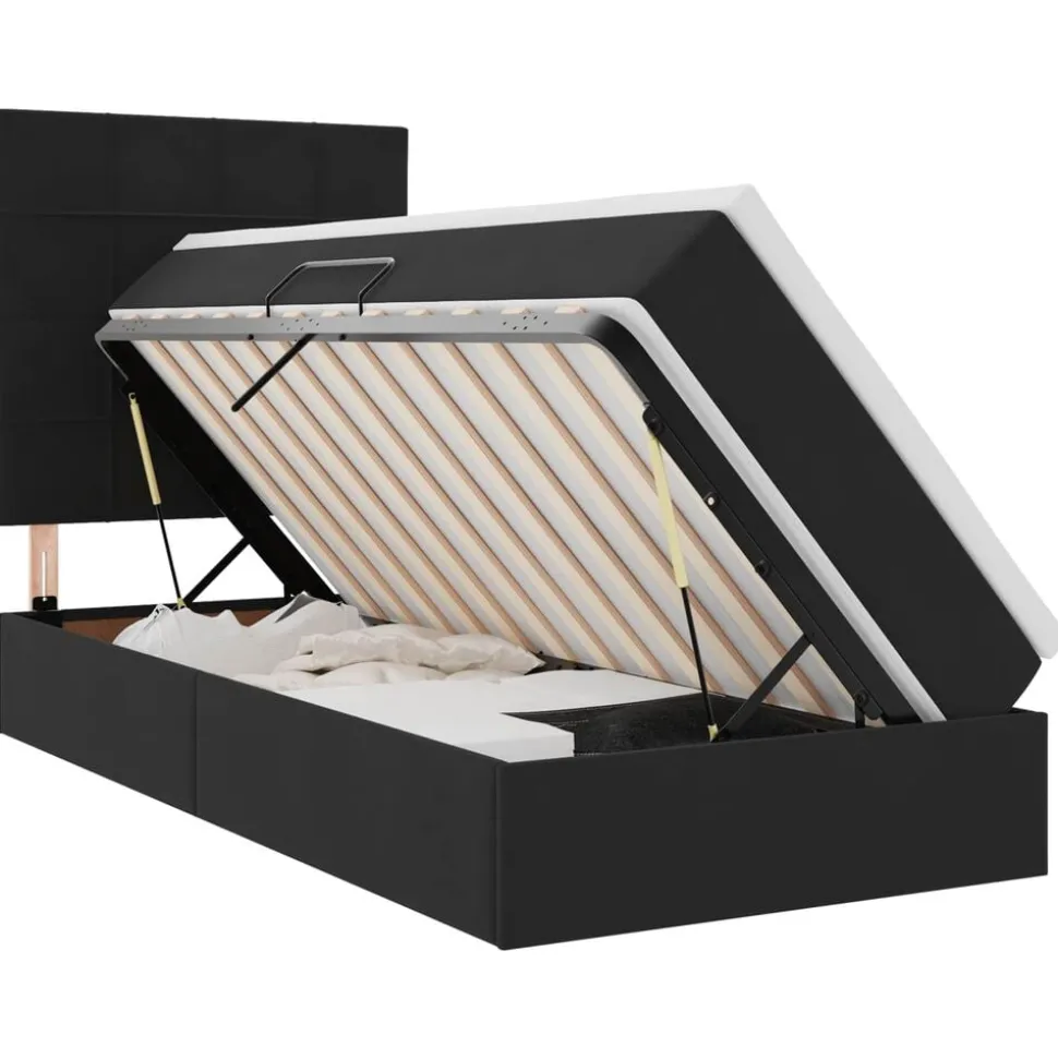 vidaXL Opslag bed met matras met matras Zwart 90 x 190 cm Fluweel
