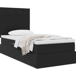 vidaXL Opslag bed met matras met matras Zwart 90 x 190 cm Fluweel