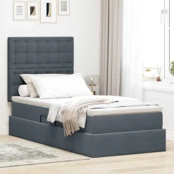 vidaXL Opslag bed met matras Donkergrijs 90 x 190 cm Fluweel