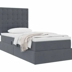 vidaXL Opslag bed met matras Donkergrijs 90 x 190 cm Fluweel