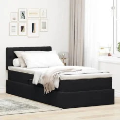 vidaXL Opslag bed met matras met hoofdeinde Zwart 90 x 190 cm Fluweel