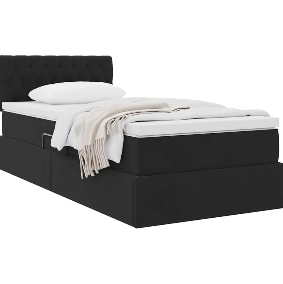 vidaXL Opslag bed met matras met hoofdeinde Zwart 90 x 190 cm Fluweel