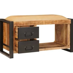 vidaXL Opslagbank met lade Bruin 80 x 35 x 40 cm Massief mangohout