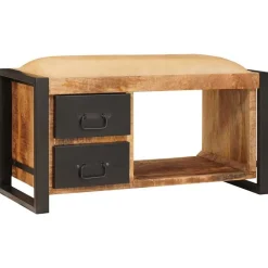 vidaXL Opslagbank met lade Bruin 80 x 35 x 40 cm Massief mangohout