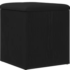 vidaXL Opslagbank met opslag Zwart Eiken 42 x 42 x 45 cm Bewerkt hout