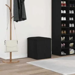vidaXL Opslagbank met opslag Zwart Eiken 42 x 42 x 45 cm Bewerkt hout