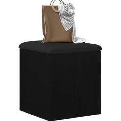 vidaXL Opslagbank met opslag Zwart Eiken 42 x 42 x 45 cm Bewerkt hout