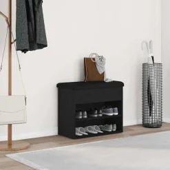 vidaXL Opslagbank met plank Zwart Eiken 62 x 32 x 50 cm Bewerkt hout