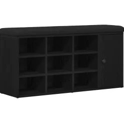 vidaXL Opslagbank met plank Zwart Eiken 102 x 32 x 50 cm Bewerkt hout