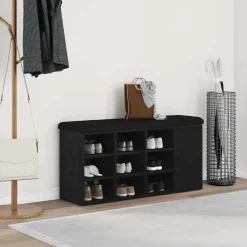vidaXL Opslagbank met plank Zwart Eiken 102 x 32 x 50 cm Bewerkt hout