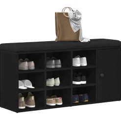 vidaXL Opslagbank met plank Zwart Eiken 102 x 32 x 50 cm Bewerkt hout