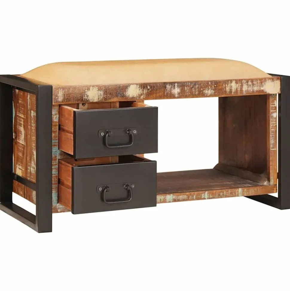vidaXL Opslagbank Multikleur 80 x 35 x 40 cm Massief gerecycled hout