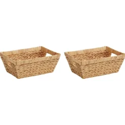 vidaXL Opslagmanden 2 pcs Naturel 38 x 28 x 15 cm Waterhyacint