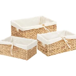 vidaXL Opslagmanden 3 pcs Naturel Waterhyacint