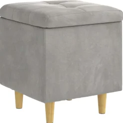 vidaXL Opslagottoman met kussen Lichtgrijs 40 x 40 x 45 cm Fluweel