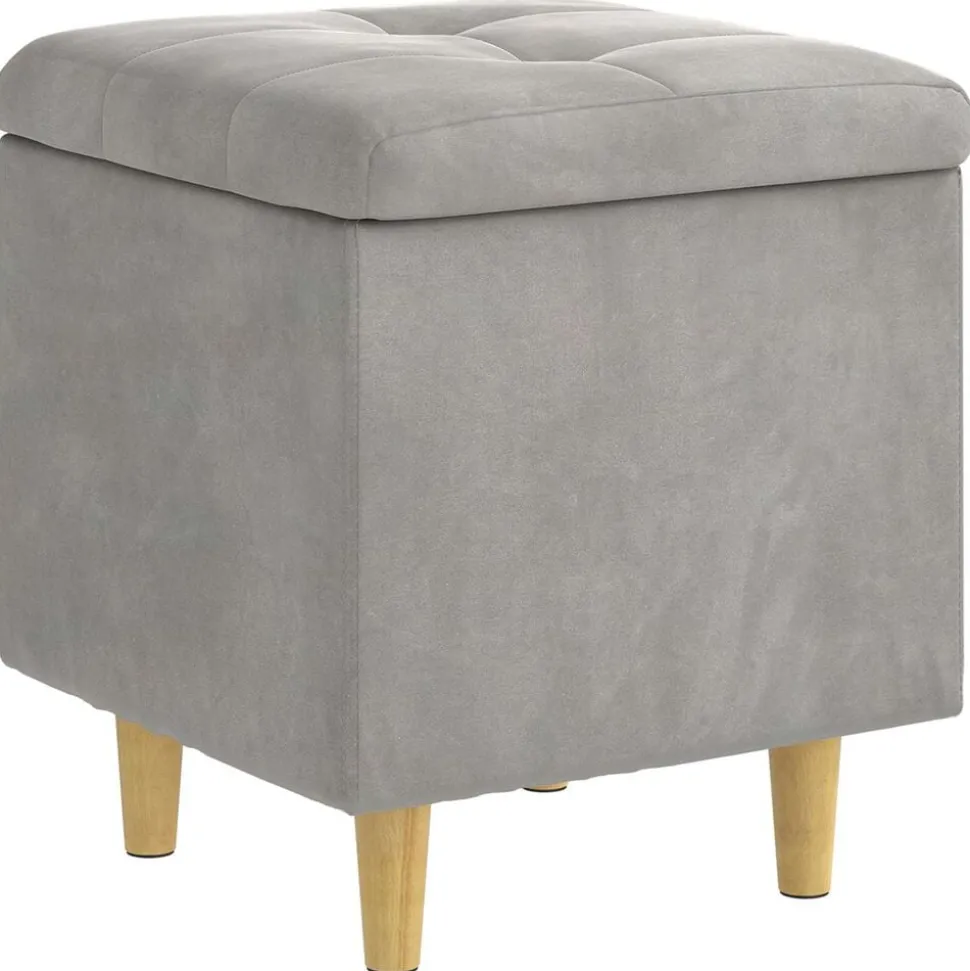 vidaXL Opslagottoman met kussen Lichtgrijs 40 x 40 x 45 cm Fluweel