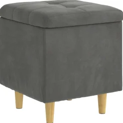 vidaXL Opslagottoman met kussen Donkergrijs 40 x 40 x 45 cm Fluweel
