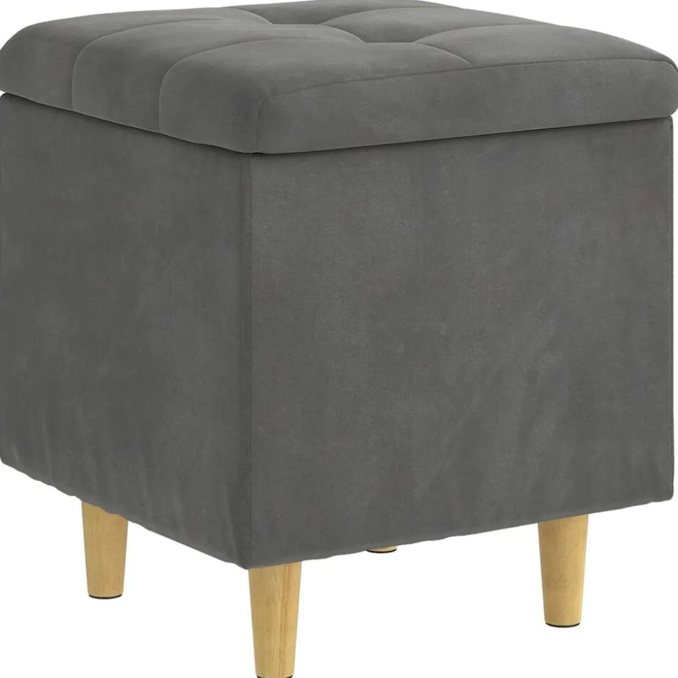 vidaXL Opslagottoman met kussen Donkergrijs 40 x 40 x 45 cm Fluweel