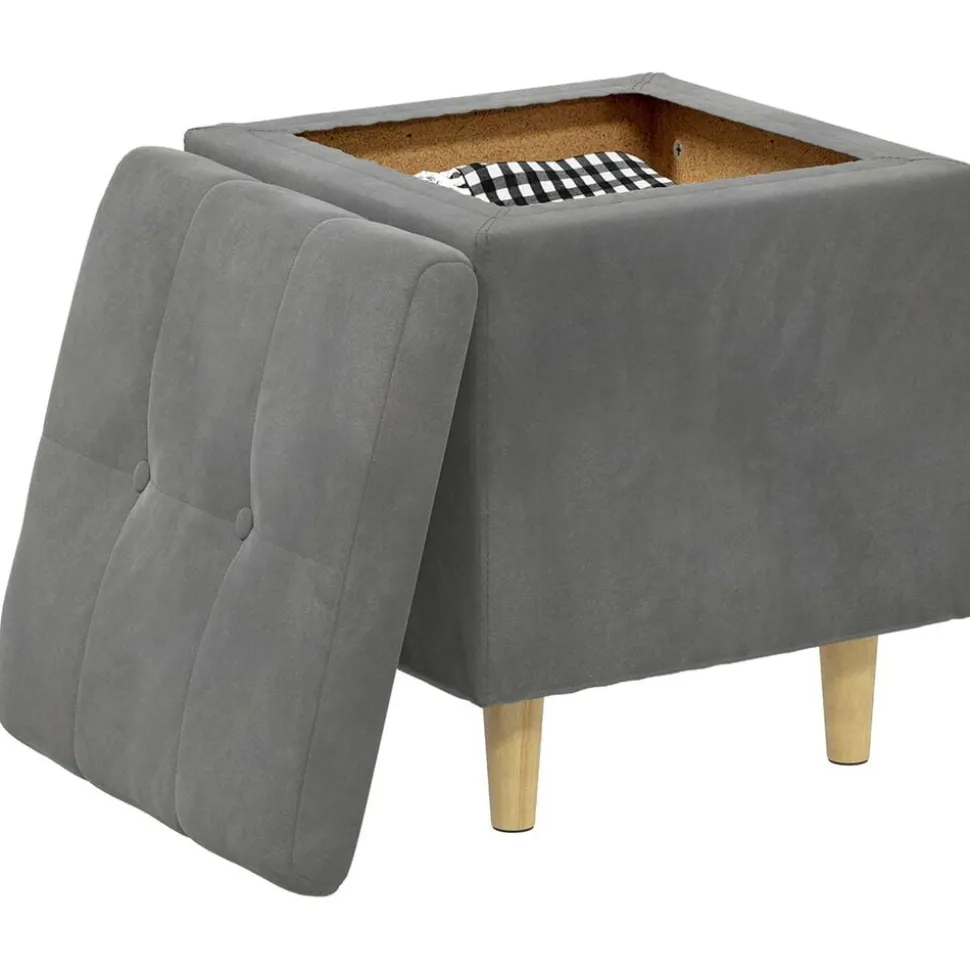 vidaXL Opslagottoman met kussen Donkergrijs 40 x 40 x 45 cm Fluweel