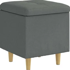 vidaXL Opslagottoman met kussen Donkergrijs 40 x 40 x 45 cm Stof