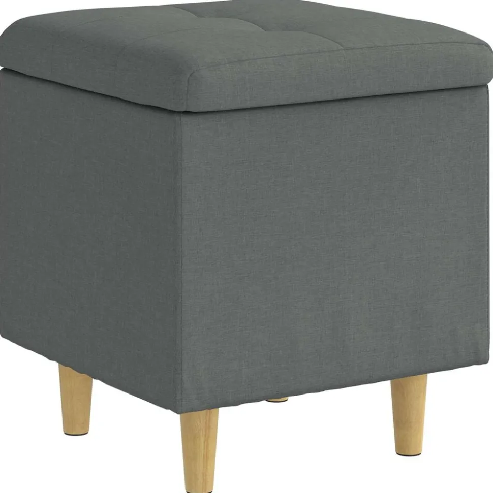 vidaXL Opslagottoman met kussen Donkergrijs 40 x 40 x 45 cm Stof