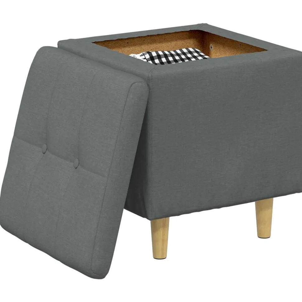 vidaXL Opslagottoman met kussen Donkergrijs 40 x 40 x 45 cm Stof