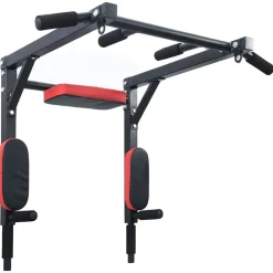 VidaXL Optrekbar dipstation Zwart en Rood 89 x 59 x 70 cm